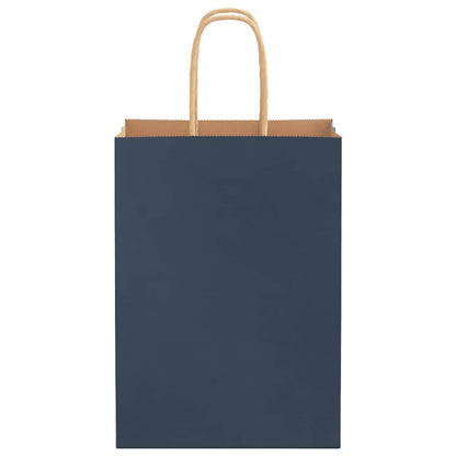 Paper Bags 50 pcs with Handles Blue 15x8x21 cm