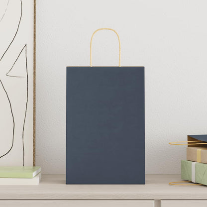 Paper Bags 50 pcs with Handles Blue 21x11x31 cm