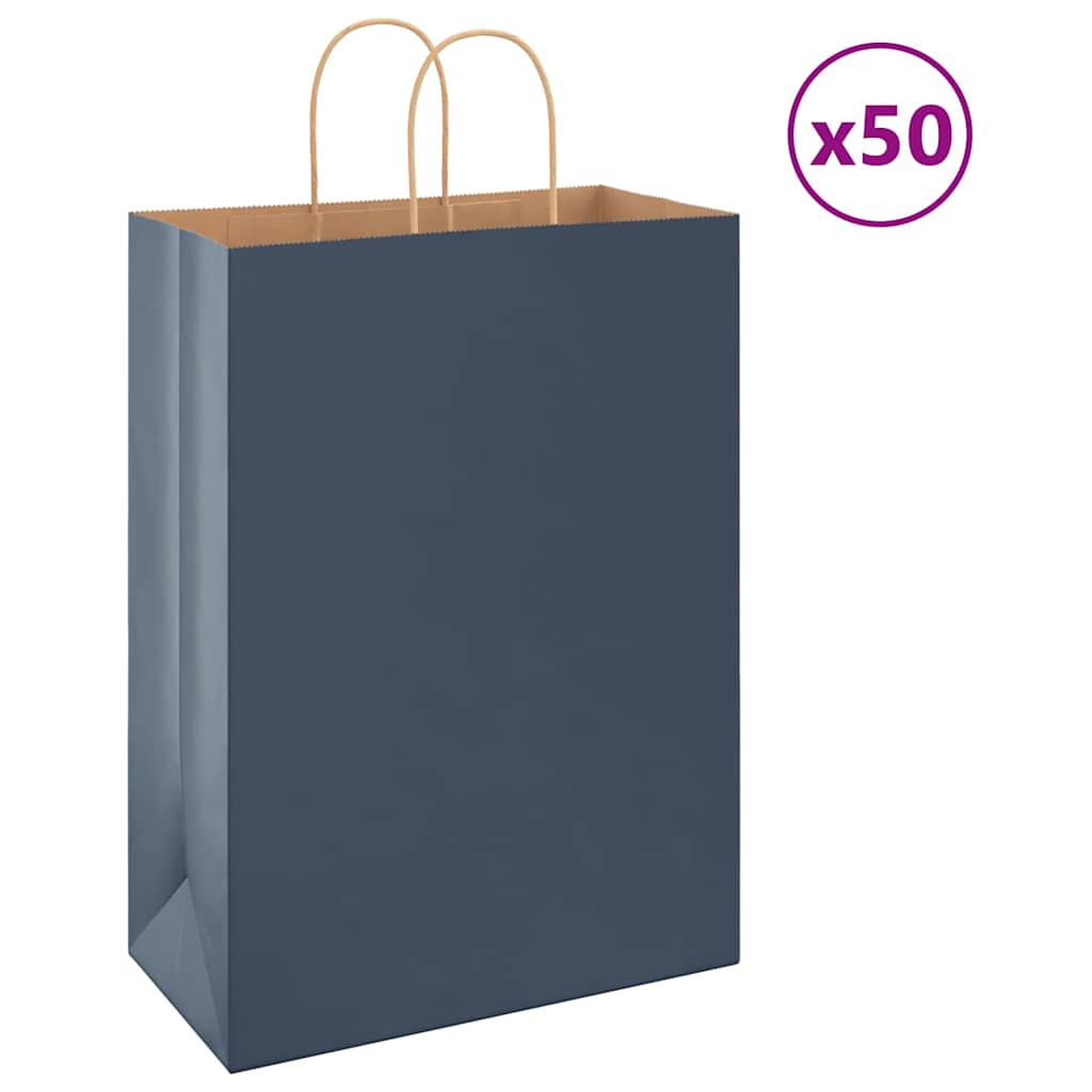 Paper Bags 50 pcs with Handles Blue 32x17x44 cm