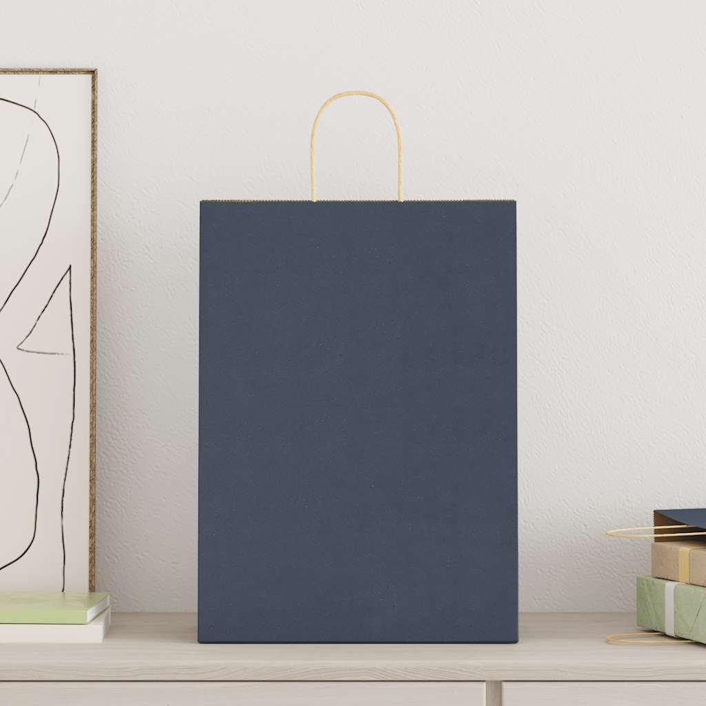Paper Bags 50 pcs with Handles Blue 32x17x44 cm