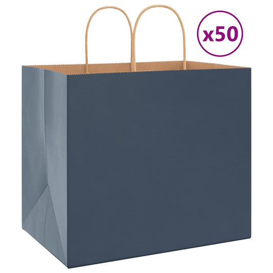 Paper Bags 50 pcs with Handles Blue 32x22x28 cm