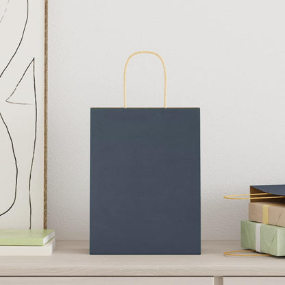 Paper Bags 250 pcs with Handles Blue 21x11x28 cm