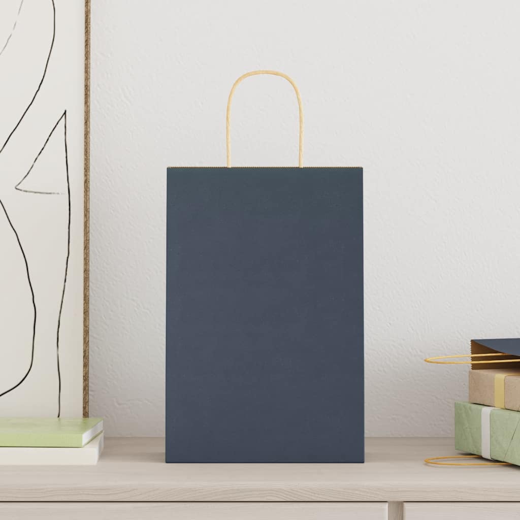Paper Bags 250 pcs with Handles Blue 21x11x31 cm
