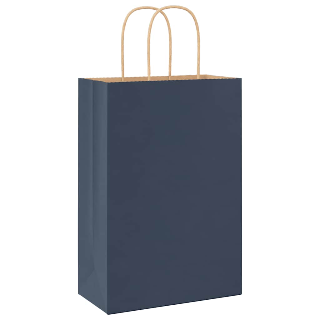 Paper Bags 250 pcs with Handles Blue 21x11x31 cm