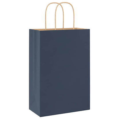Paper Bags 250 pcs with Handles Blue 21x11x31 cm
