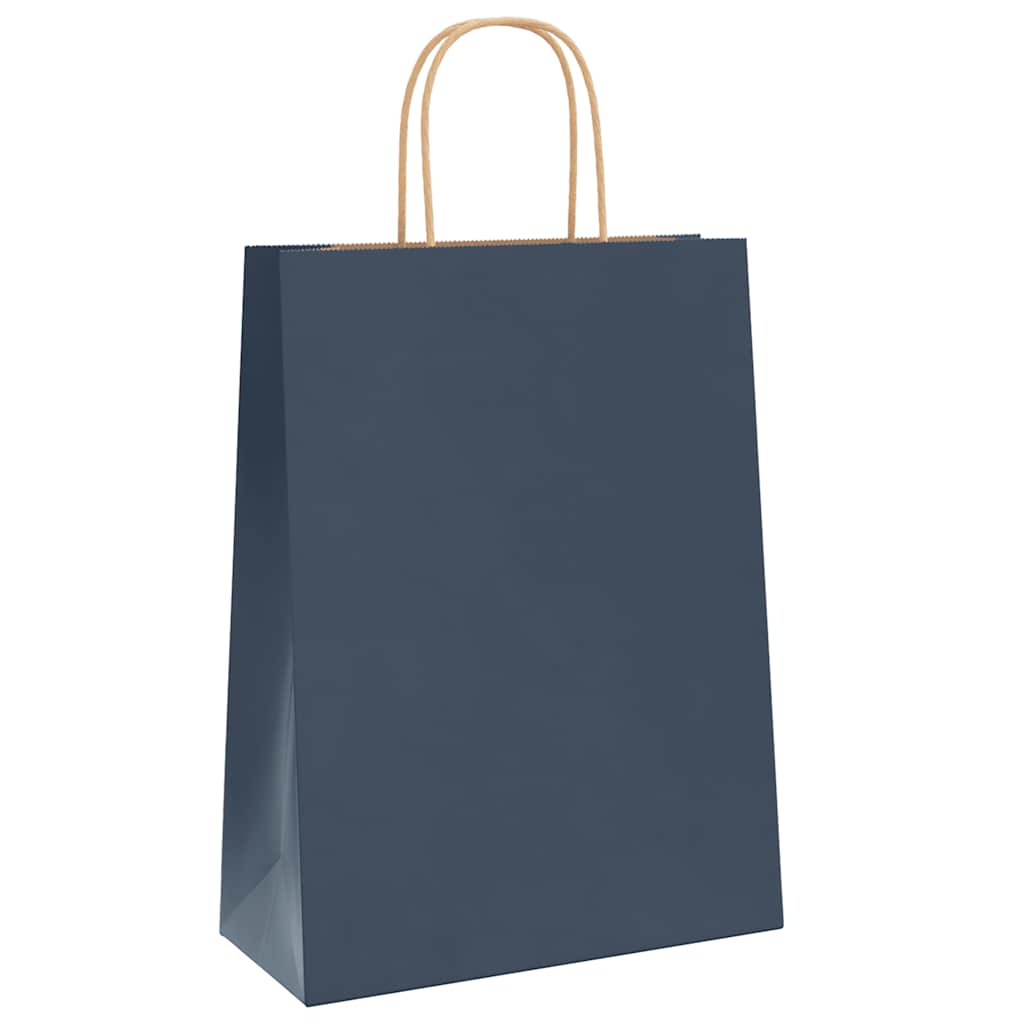 Paper Bags 250 pcs with Handles Blue 26x12x35 cm