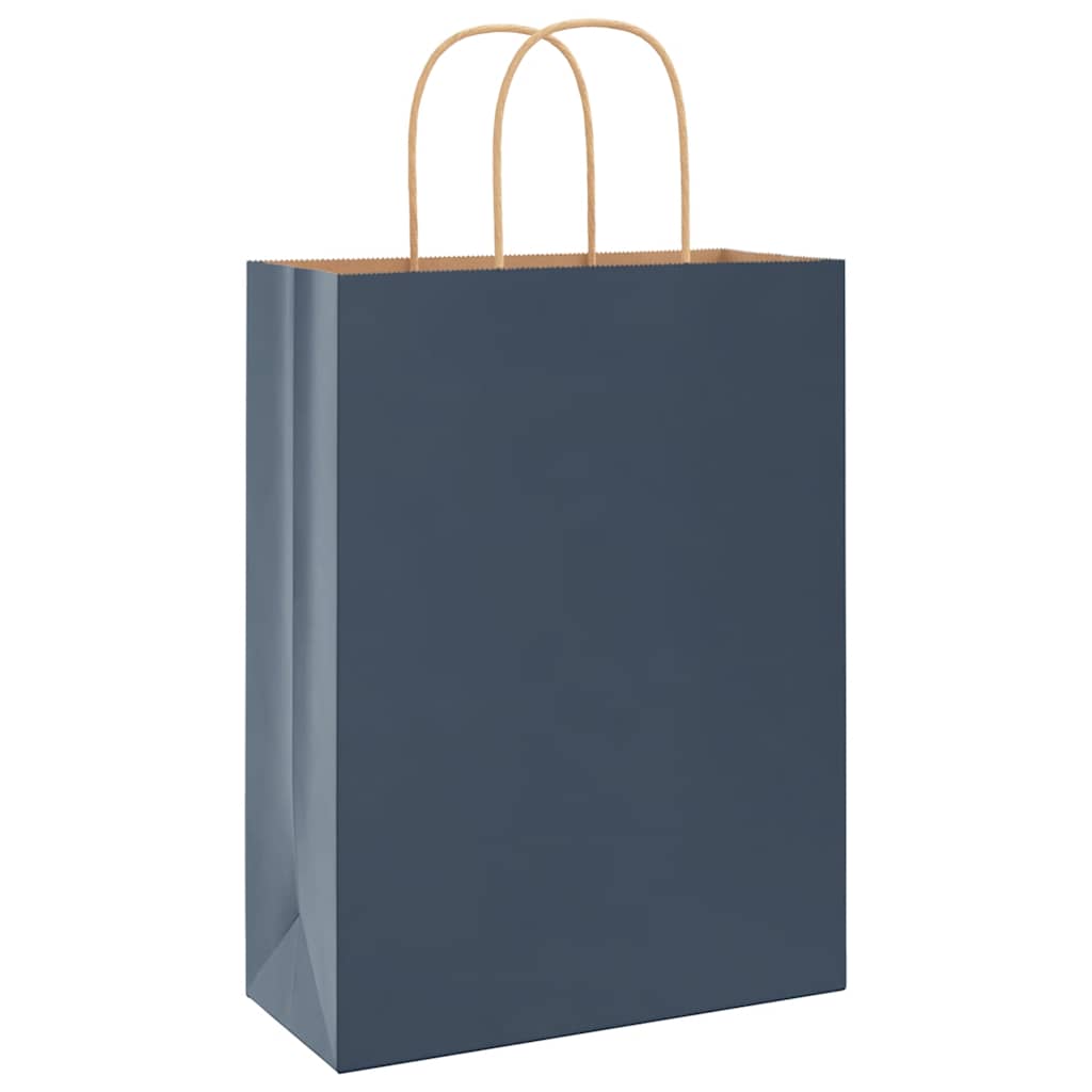 Paper Bags 250 pcs with Handles Blue 26x12x35 cm