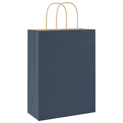 Paper Bags 250 pcs with Handles Blue 26x12x35 cm