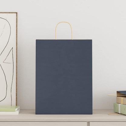 Paper Bags 250 pcs with Handles Blue 32x12x42 cm