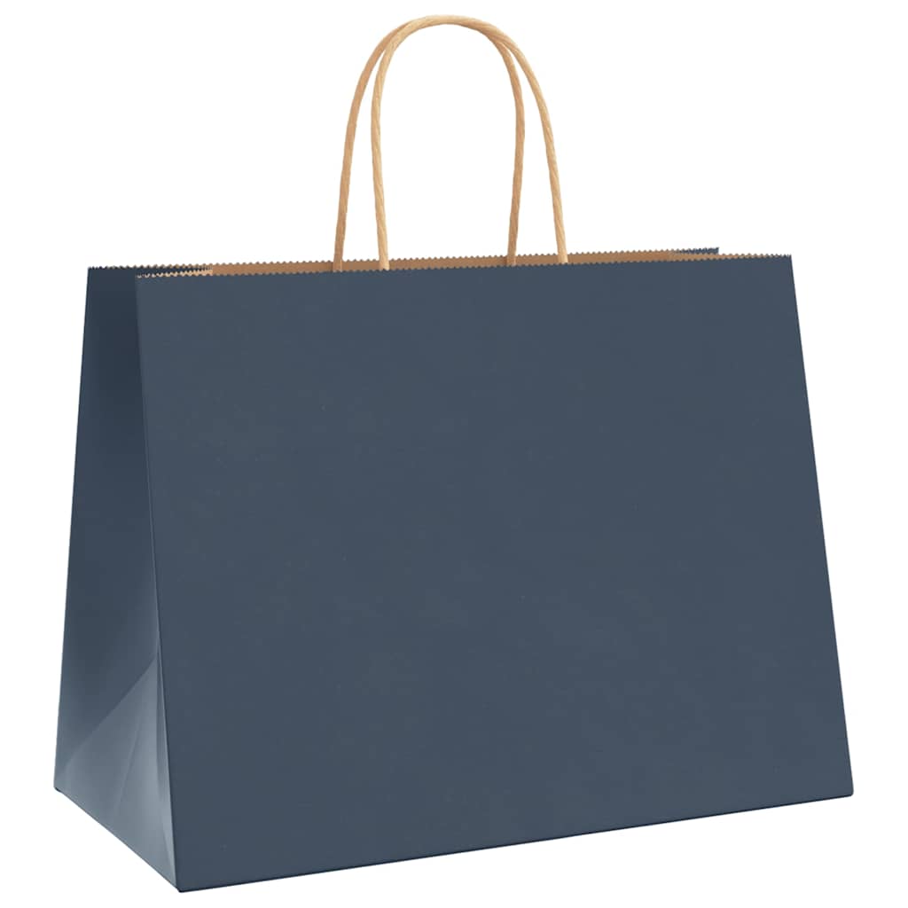 Paper Bags 250 pcs with Handles Blue 32x17x25 cm