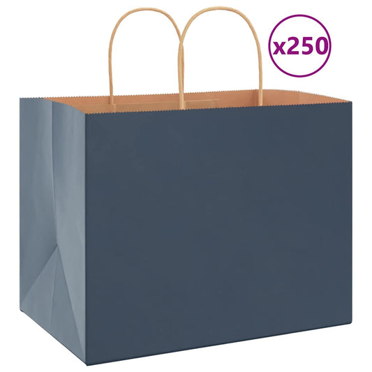 Paper Bags 250 pcs with Handles Blue 32x22x24 cm