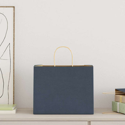 Paper Bags 250 pcs with Handles Blue 32x22x24 cm