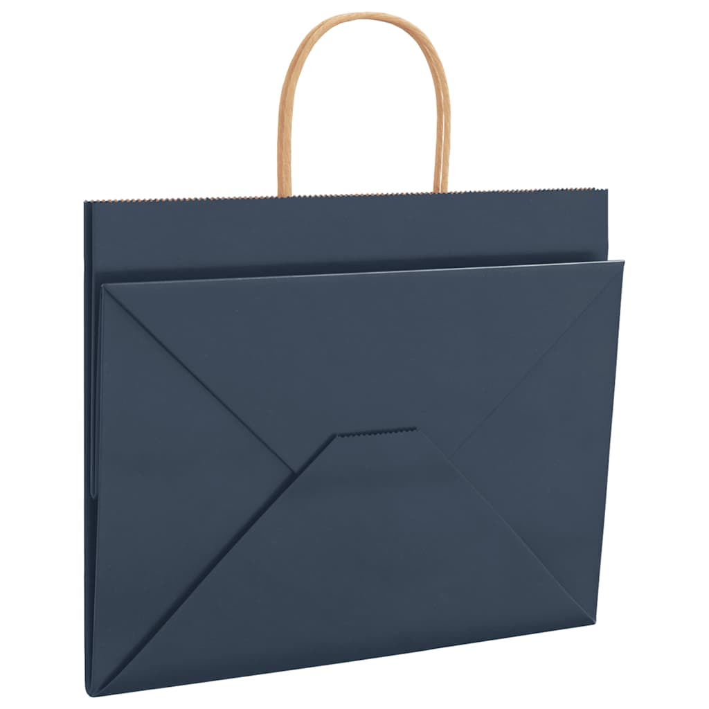 Paper Bags 250 pcs with Handles Blue 32x22x24 cm