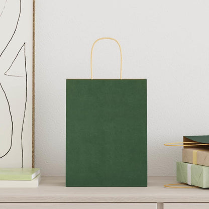 Paper Bags 50 pcs with Handles Green 21x11x28 cm