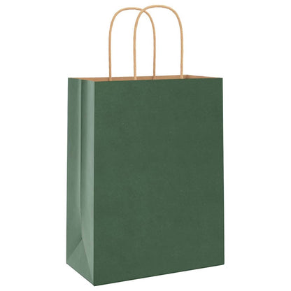 Paper Bags 50 pcs with Handles Green 21x11x28 cm