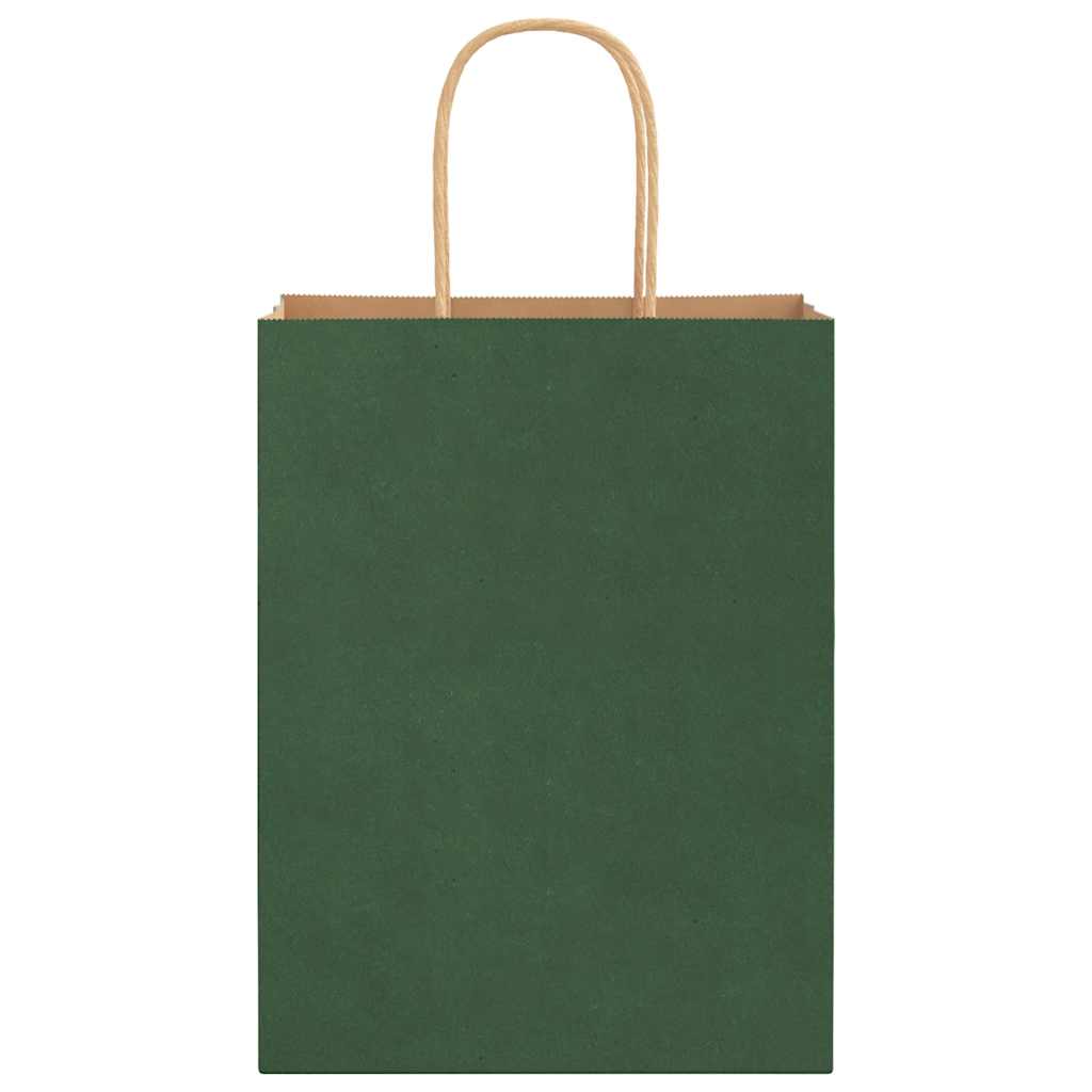 Paper Bags 50 pcs with Handles Green 21x11x28 cm