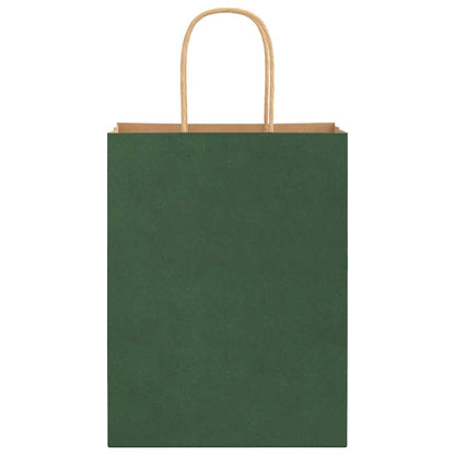 Paper Bags 50 pcs with Handles Green 21x11x28 cm