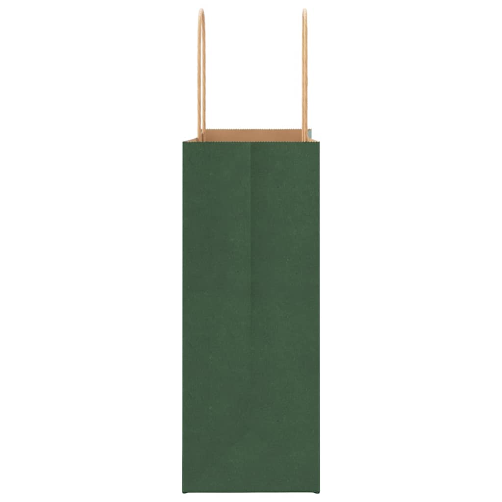 Paper Bags 50 pcs with Handles Green 21x11x28 cm