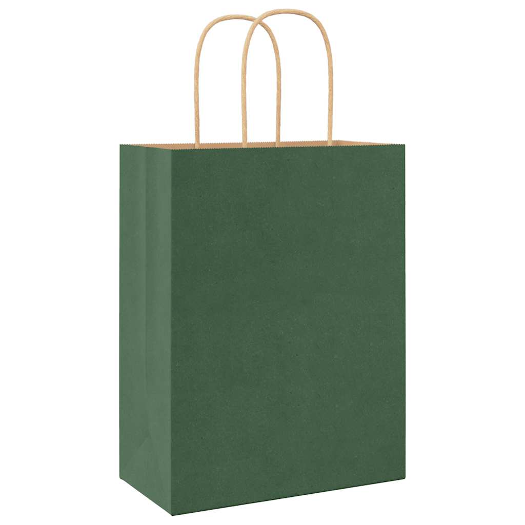 Paper Bags 50 pcs with Handles Green 21x11x28 cm