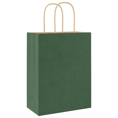 Paper Bags 50 pcs with Handles Green 21x11x28 cm