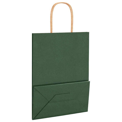 Paper Bags 50 pcs with Handles Green 21x11x28 cm