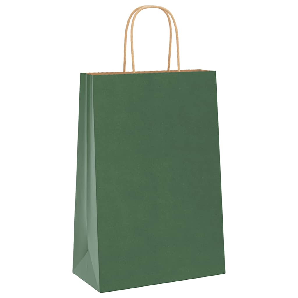 Paper Bags 50 pcs with Handles Green 21x11x31 cm