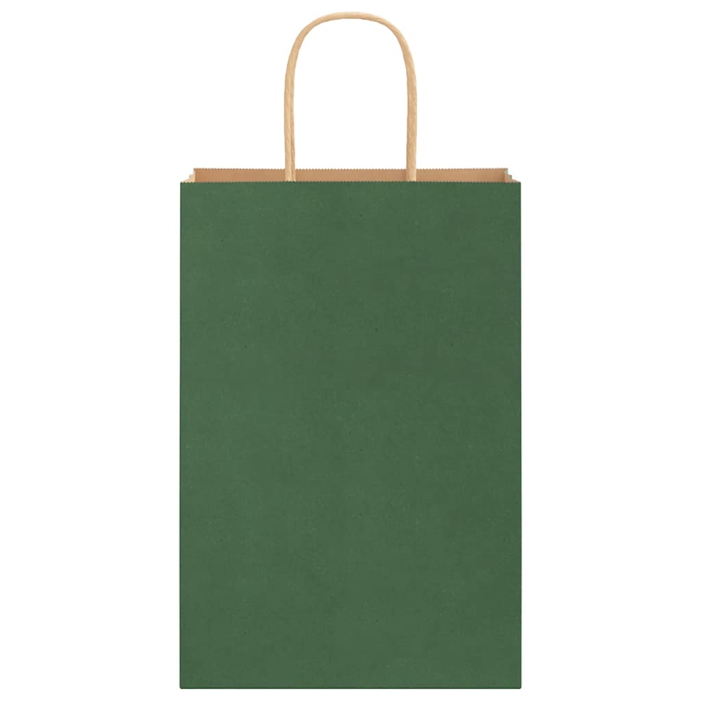 Paper Bags 50 pcs with Handles Green 21x11x31 cm