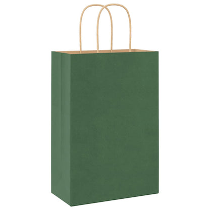 Paper Bags 50 pcs with Handles Green 21x11x31 cm