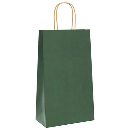 Paper Bags 50 pcs with Handles Green 21x11x36 cm