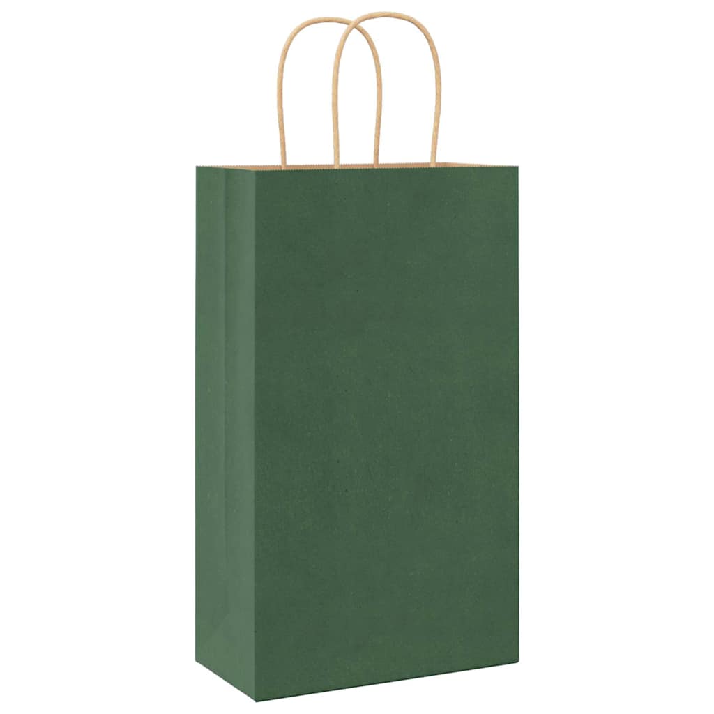 Paper Bags 50 pcs with Handles Green 21x11x36 cm