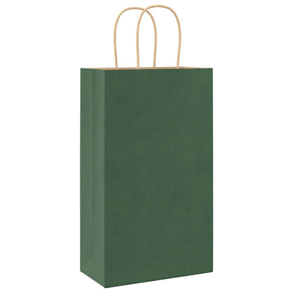 Paper Bags 50 pcs with Handles Green 21x11x36 cm