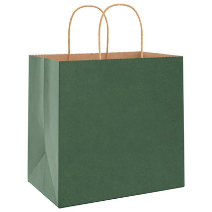 Paper Bags 50 pcs with Handles Green 26x17x25 cm
