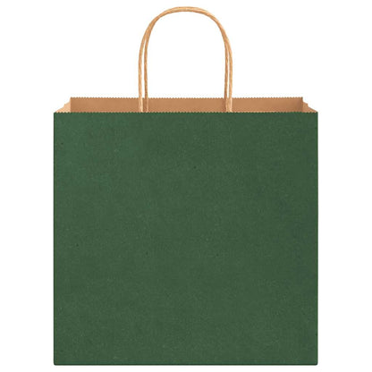 Paper Bags 50 pcs with Handles Green 26x17x25 cm