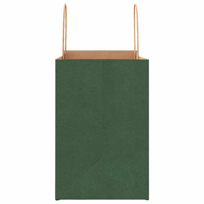 Paper Bags 50 pcs with Handles Green 26x17x25 cm