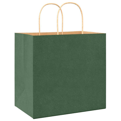 Paper Bags 50 pcs with Handles Green 26x17x25 cm