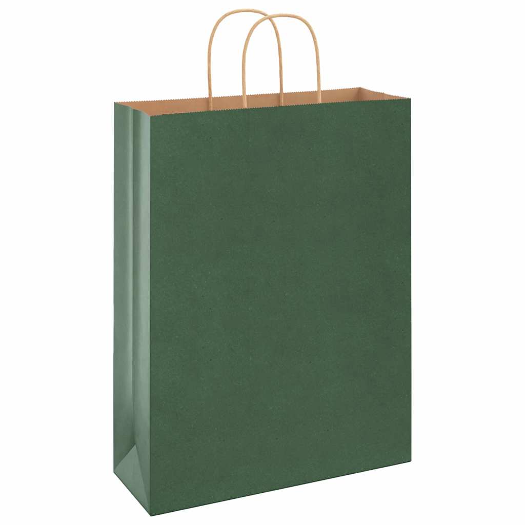 Paper Bags 50 pcs with Handles Green 32x12x42 cm