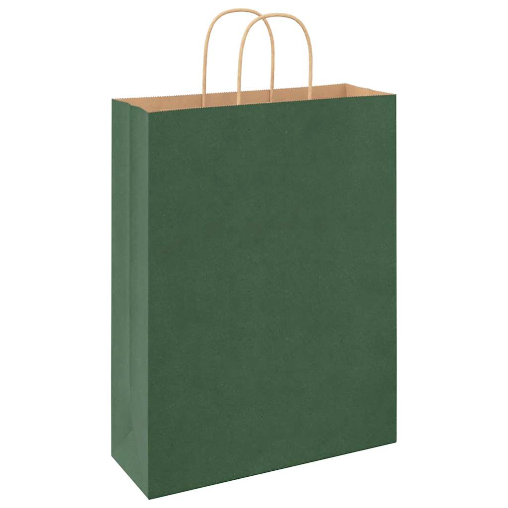Paper Bags 50 pcs with Handles Green 32x12x42 cm