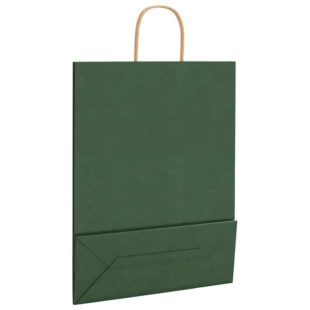 Paper Bags 50 pcs with Handles Green 32x12x42 cm