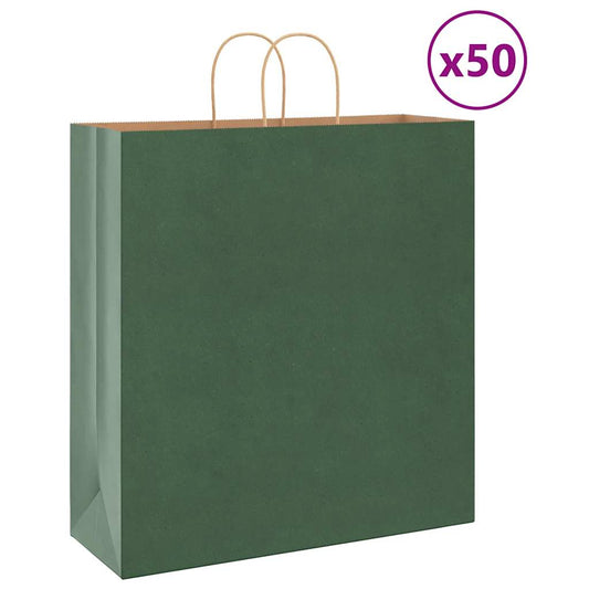 Paper Bags 50 pcs with Handles Green 45x17x48 cm