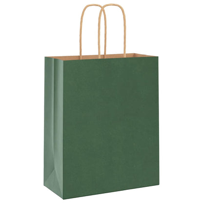 Paper Bags 250 pcs with Handles Green 18x8x22 cm
