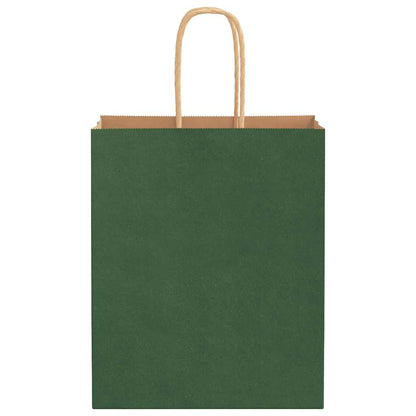Paper Bags 250 pcs with Handles Green 18x8x22 cm