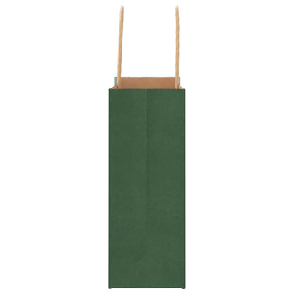 Paper Bags 250 pcs with Handles Green 18x8x22 cm