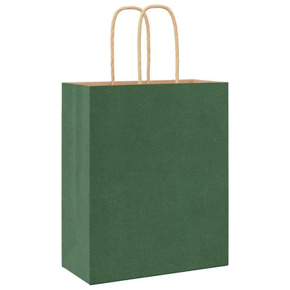 Paper Bags 250 pcs with Handles Green 18x8x22 cm
