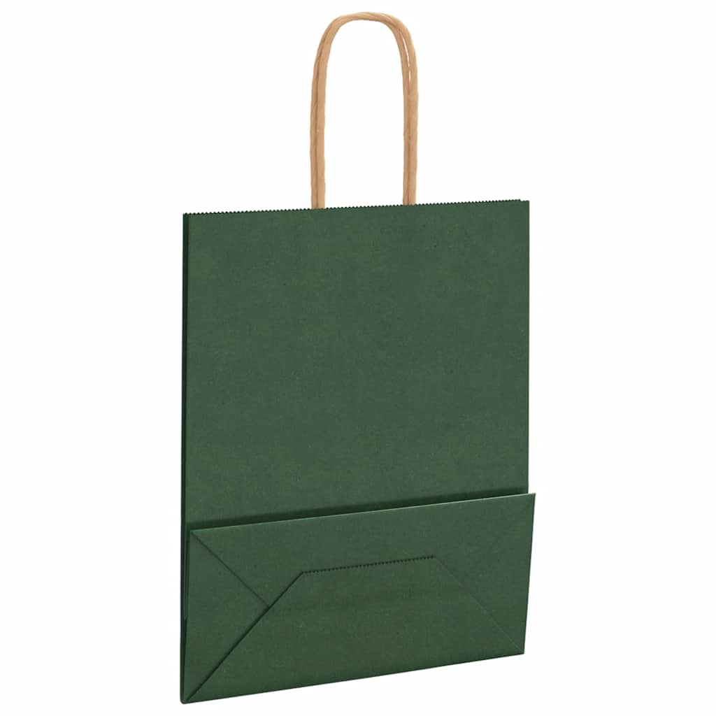 Paper Bags 250 pcs with Handles Green 18x8x22 cm