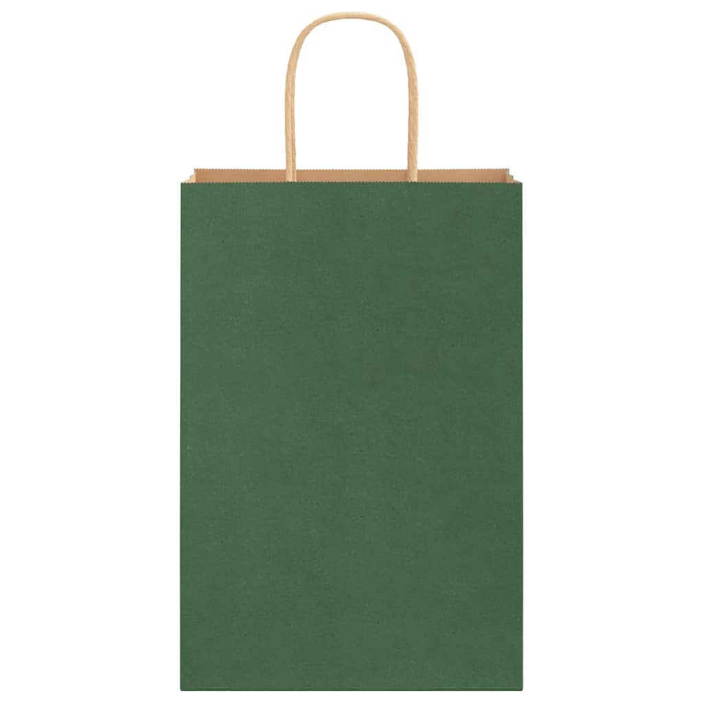 Paper Bags 250 pcs with Handles Green 21x11x31 cm