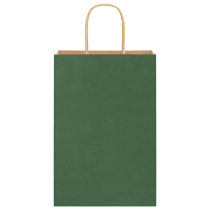 Paper Bags 250 pcs with Handles Green 21x11x31 cm