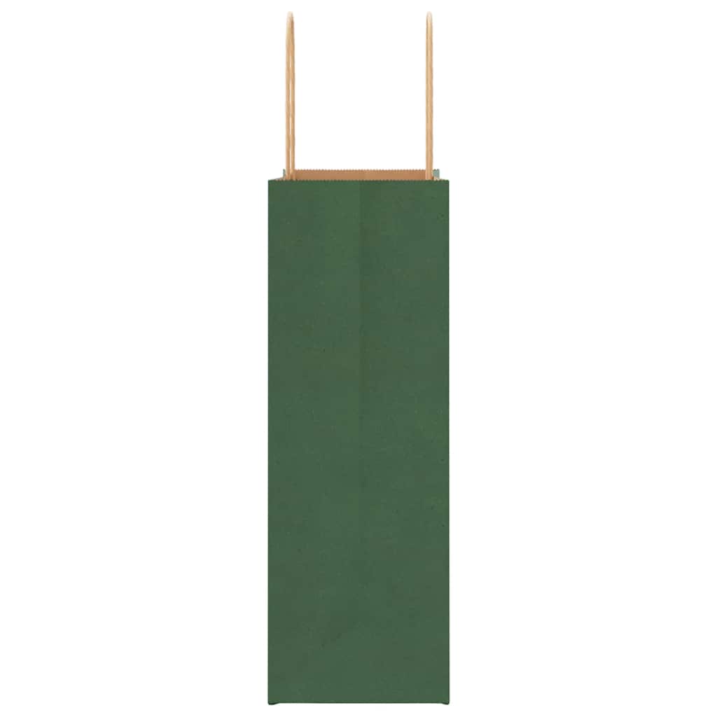 Paper Bags 250 pcs with Handles Green 21x11x31 cm