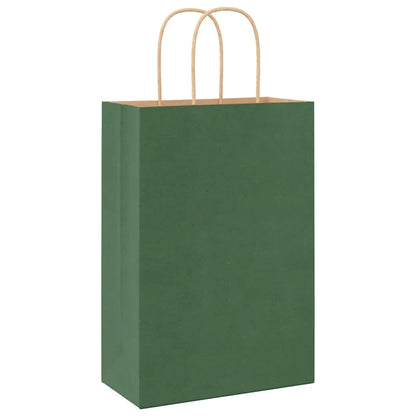 Paper Bags 250 pcs with Handles Green 21x11x31 cm