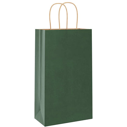 Paper Bags 250 pcs with Handles Green 21x11x36 cm