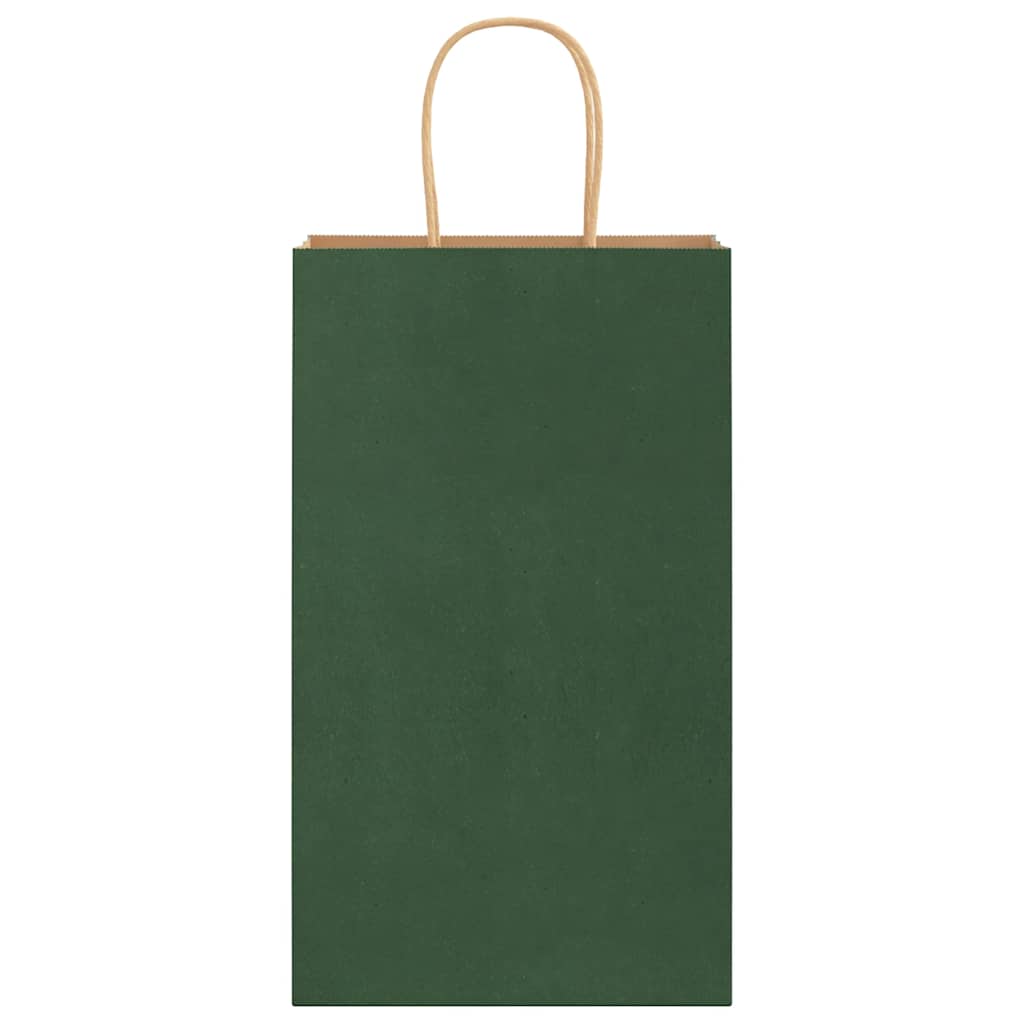 Paper Bags 250 pcs with Handles Green 21x11x36 cm